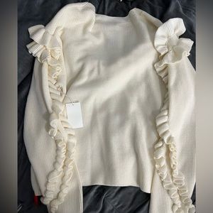 FRAME cream ruffle sweater